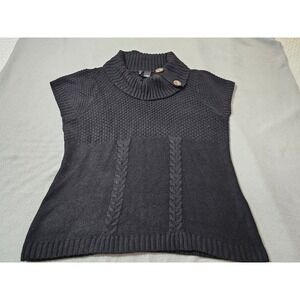 Womens gray sweater top sz1x fall weather  cowl scoop buttons casual war. Vest